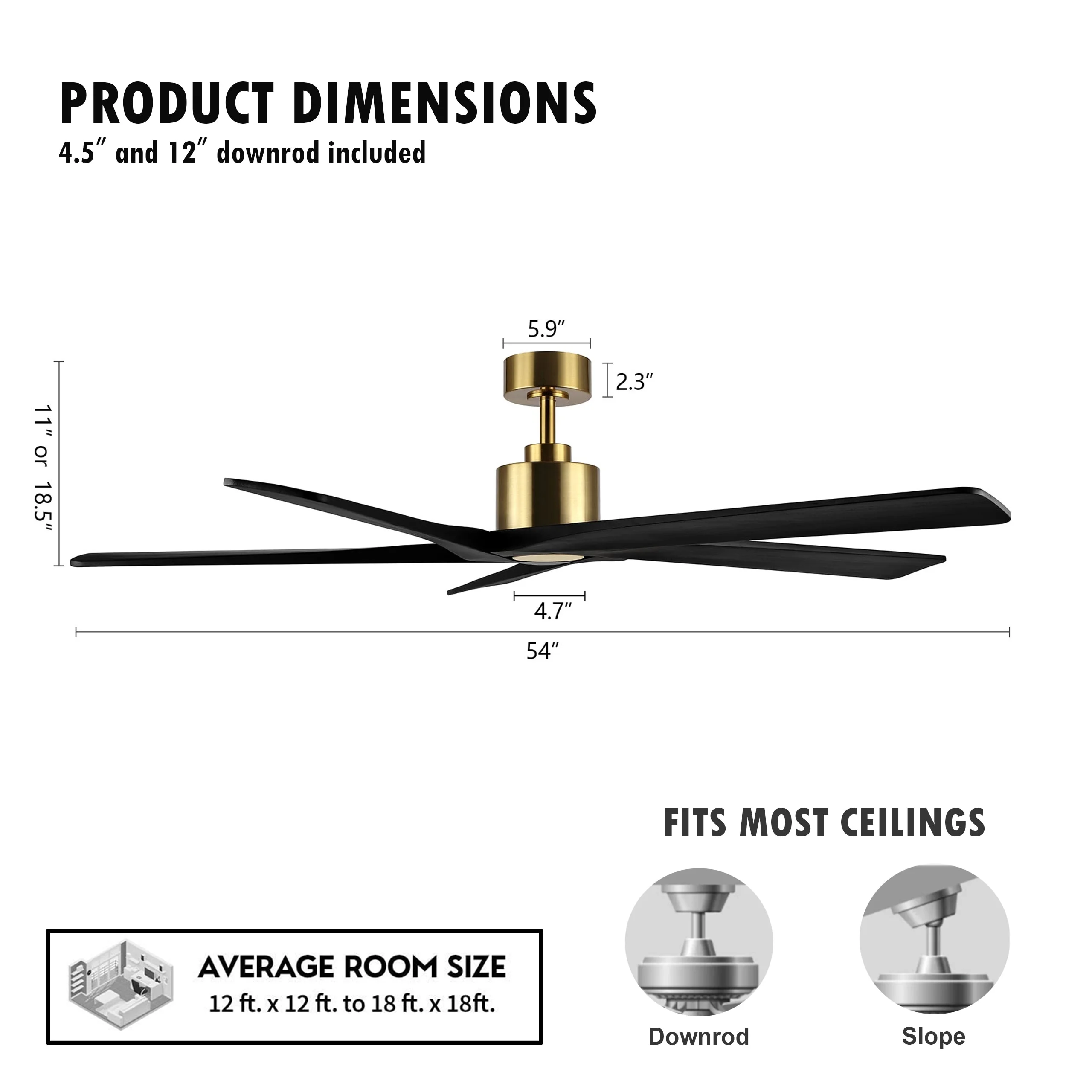 Bed Bath & Beyond WINGBO 54-inch Ceiling Fan with 5 Reversible Solid Wood Blades