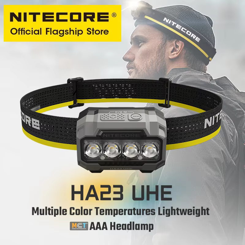 NITECORE HA23 UHE Lightweight AAA Headlamp 3 Color Temperatures 600 Lumens Headlight IP68 for Night Run Camping Fishing Trekking