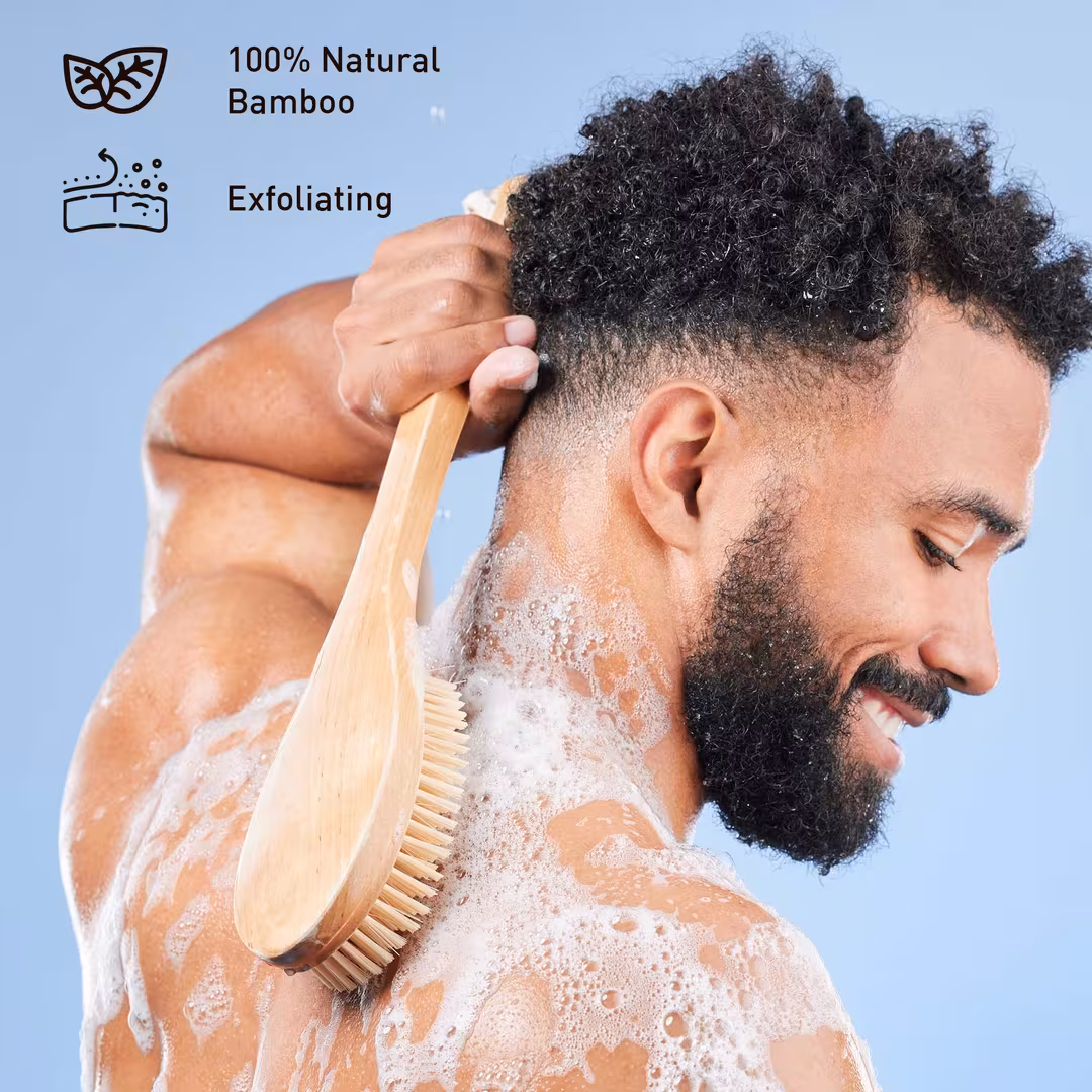 PURSONIC  Bath Body Brush With Long Bamboo Handle