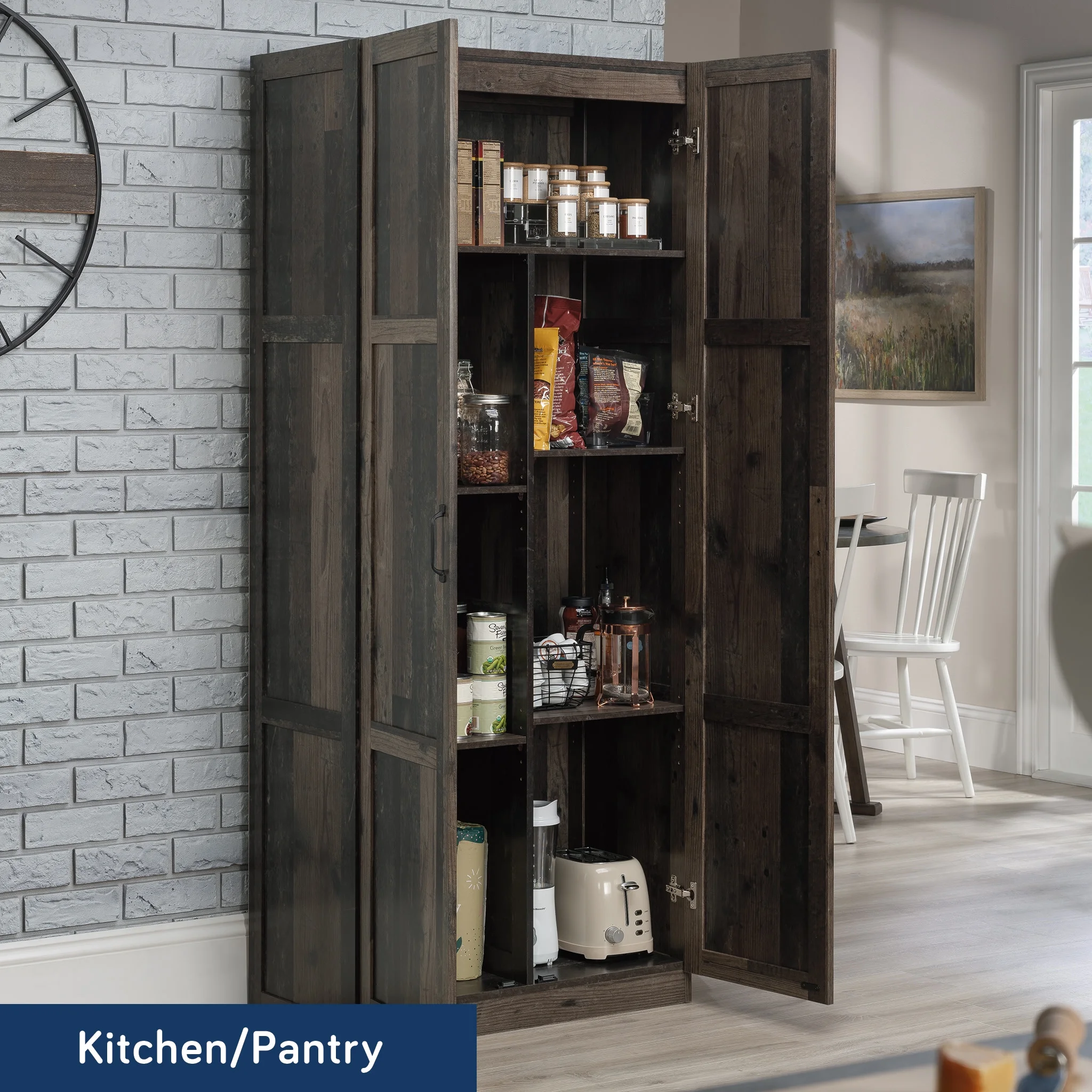 Sauder Select 2 Door Storage Cabinet, Reclaimed Pine Finish