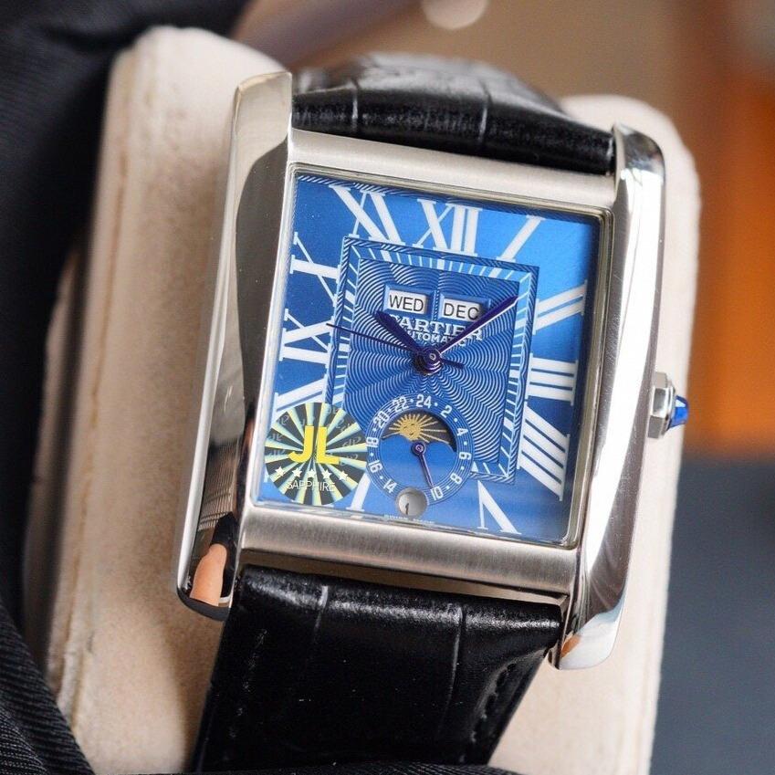 Cartier Watch TANK MC ANNUAL CALENDAR 43 STEEL CASE LEATHER