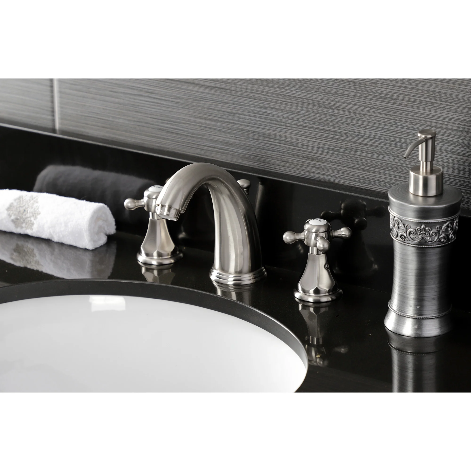Kingston Brass KB4988BX Metropolitan Widespread Bathroom Faucet with Pop-Up Drain, Brushed Nickel