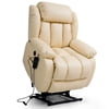 TEKAMON Infinite Position Lift Recliner Chair for Elderly with Heat and Massage Lay Flat Sleeping Leather Dual Motor Power Lift Chair for Living Room (Brown)