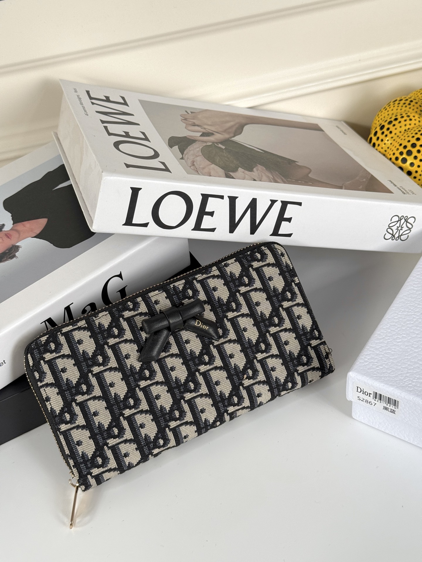 Dior new bow wallet black blue