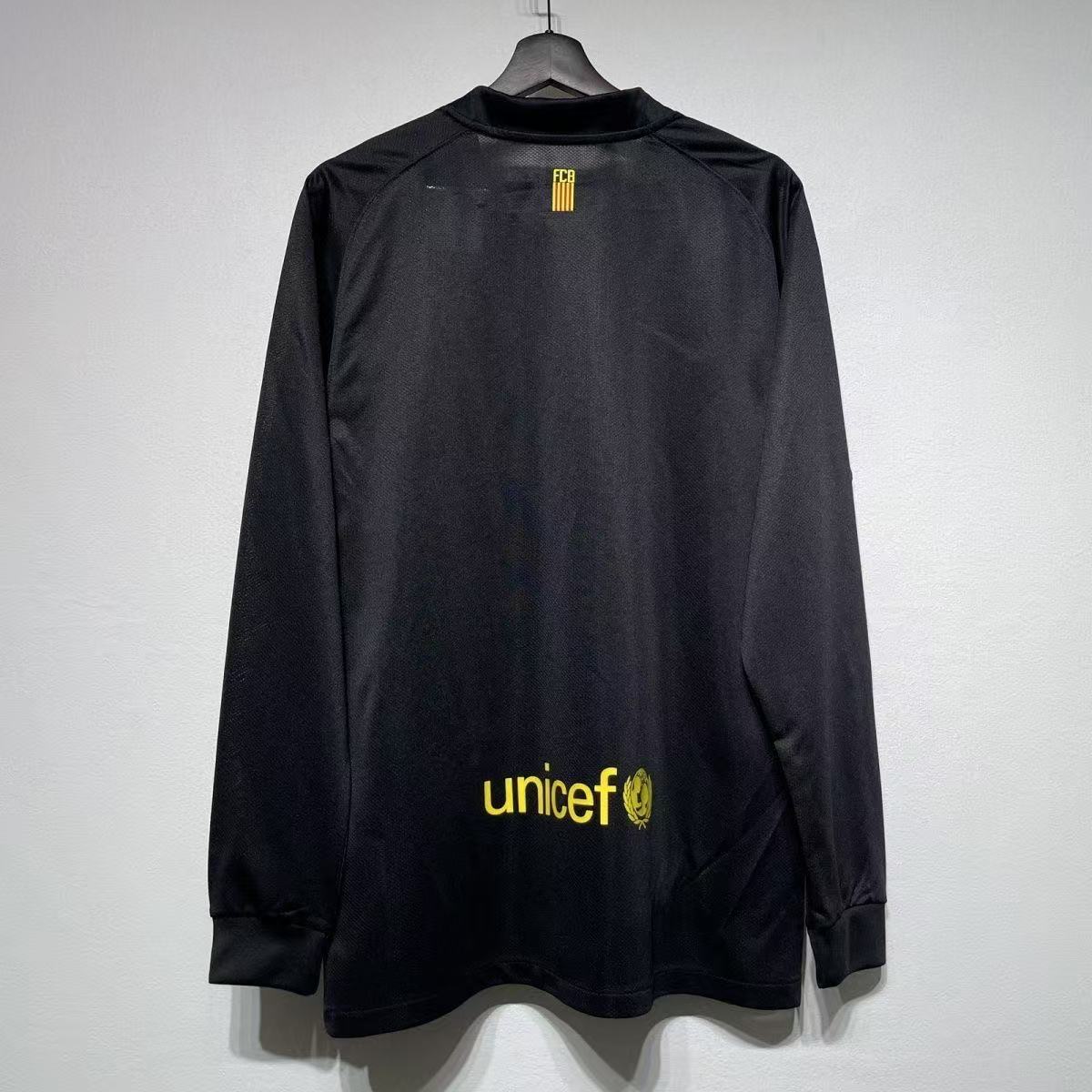 FC Barcelona 2011/12 Away Jersey Long Sleeve – Black & Yellow Qatar Foundation | Fan Version Football Shirt