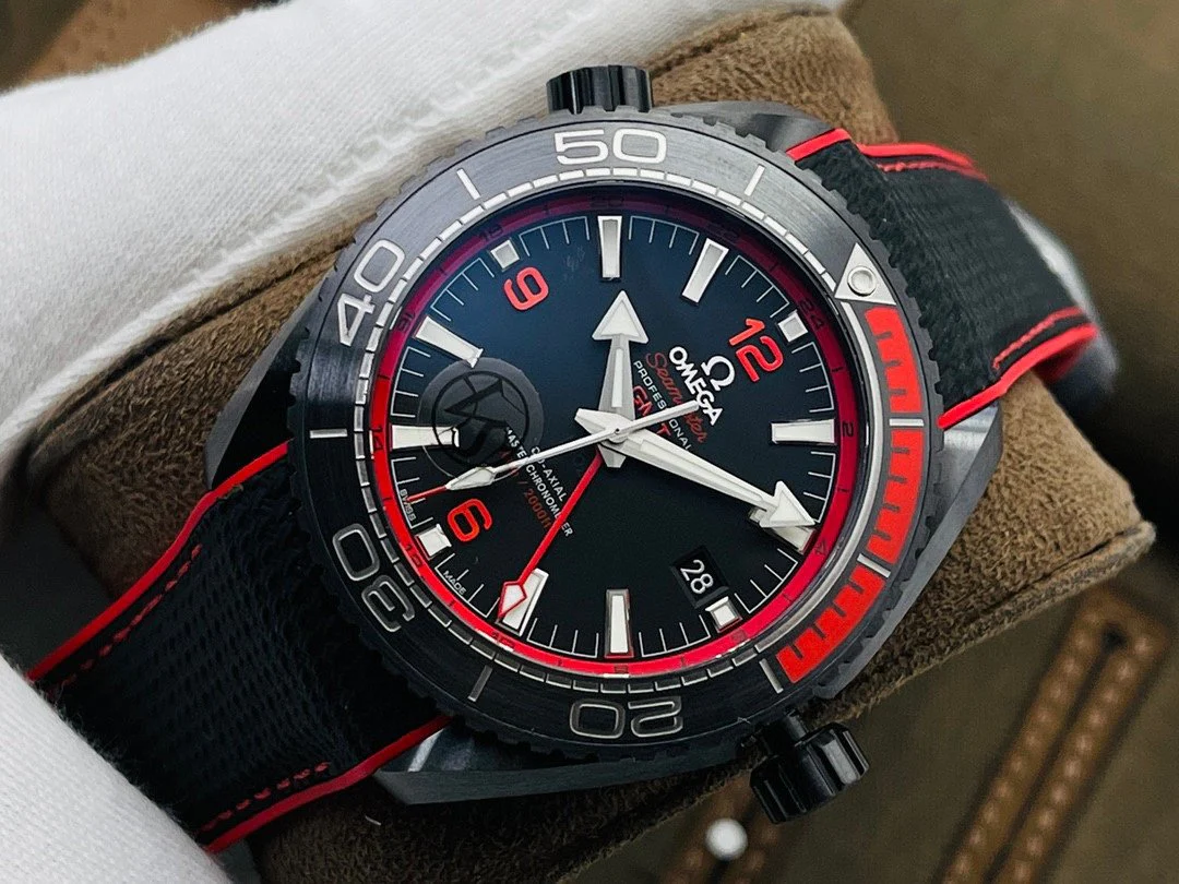 Omega Watch SEAMASTER PLANET OCEAN GMT 600 BLACK CASE RED BEZEL