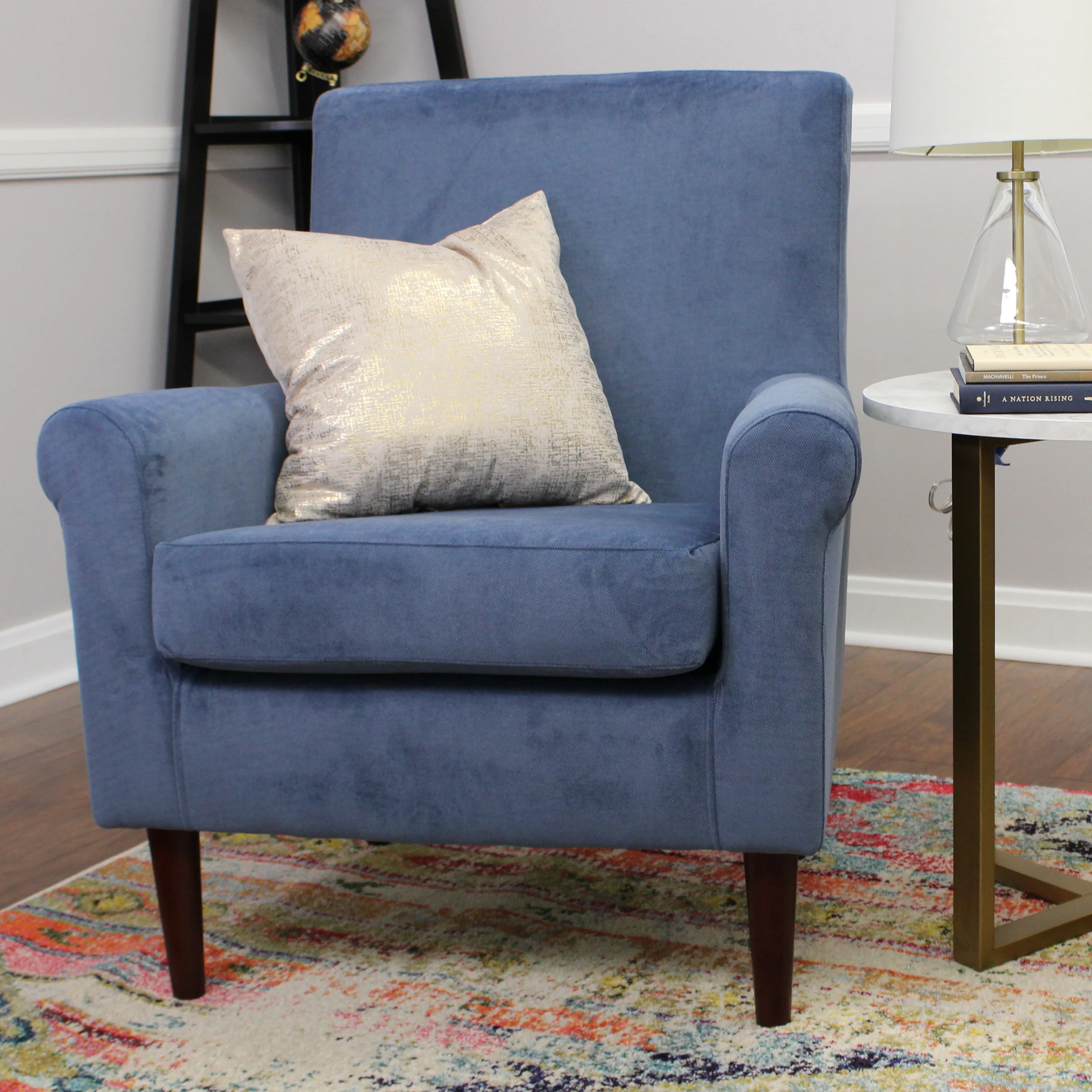 Mainstays Raelynn Lounge Chair, Light Navy