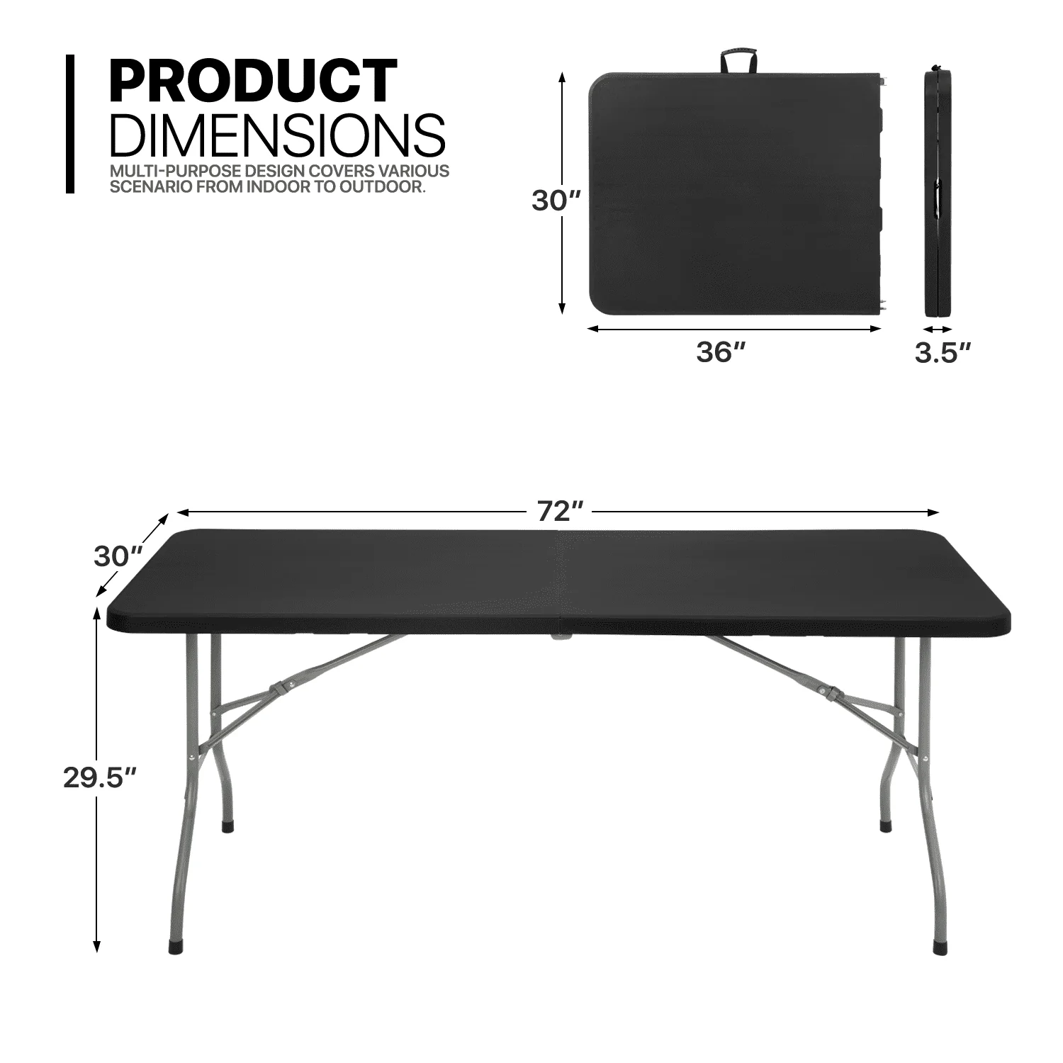 Magshion 11 Pieces 6 Ft Plastic Foldable Card Table and Chair Set�?Portable Folding Table with Handle Picnic Desk and Folding Chairs with Backrest, Black