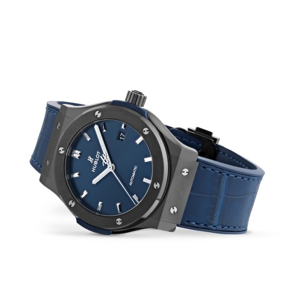 Replica Hublot Classic Fusion Men Automatic Blue Rubber and Alligator Watch 542.CM.7170.LR