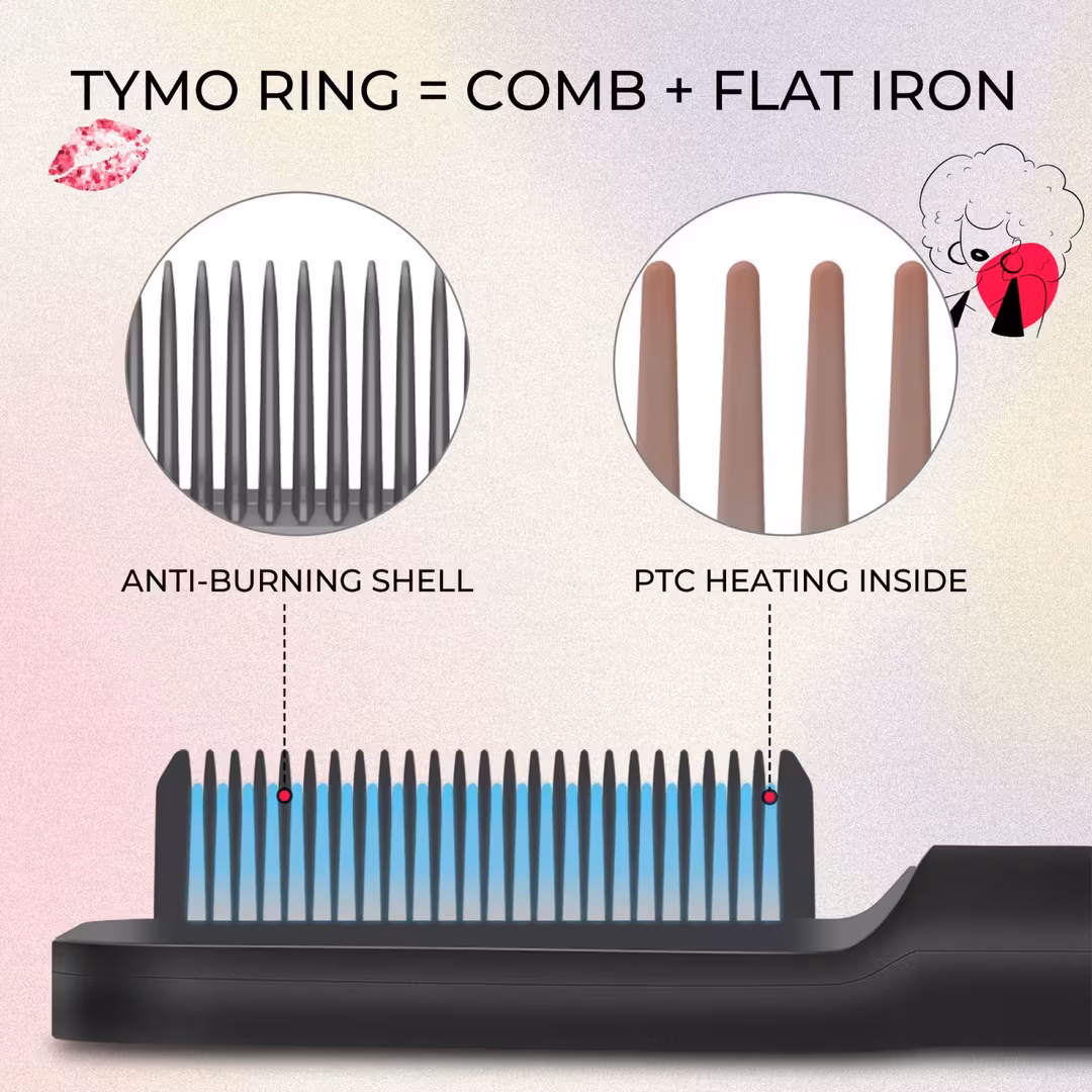 TYMO Beauty  Ring Black Hair Straightening Comb