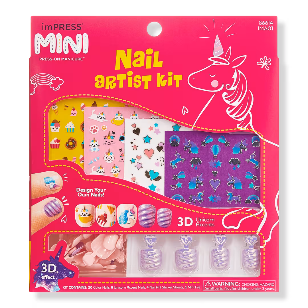 Kiss  Impress Mini Squoval Press On Nails for Kids, Nail Artist Kit