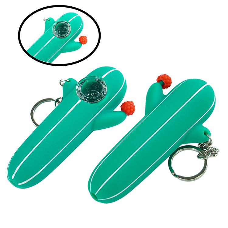 Cactus Silicone Pipe w/ Key Chain