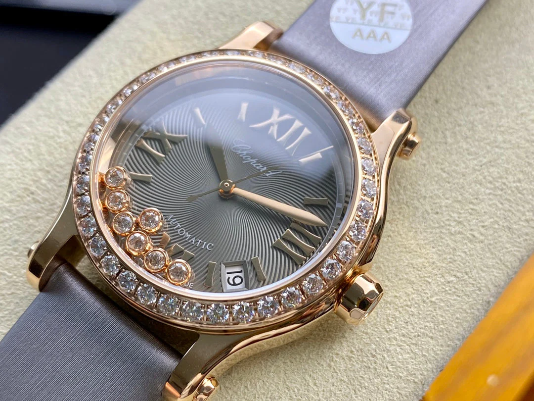 Chopard Watch Happy Diamond 33mm Pink Gold Grey Dial