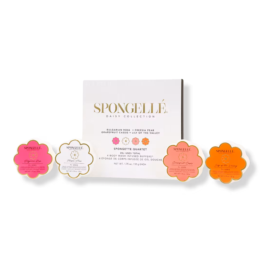 SPONGELLE  Spongette Quartet Gift Set 1 | 4 Body Wash Infused Buffers | Travel Size