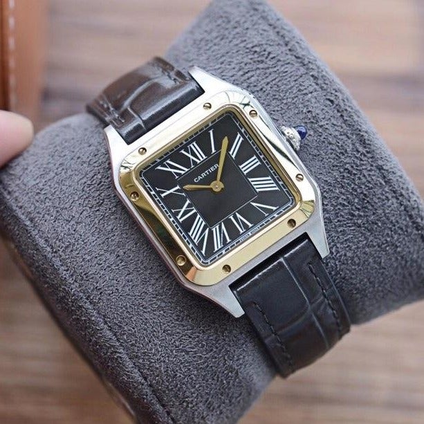 Cartier Watch SANTOS DUMONT QUARTZ 33MM GOLD LEATHER