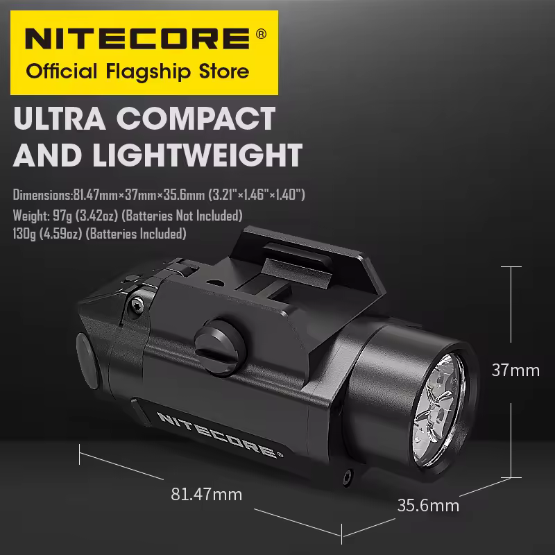 NITECORE NPL30 Weapon Light Tactical Gun Lamp 1200 Lumens LED Army Flashlight for Pistol Airsoft Picatinny Rail, GR123A Battery 3 sold