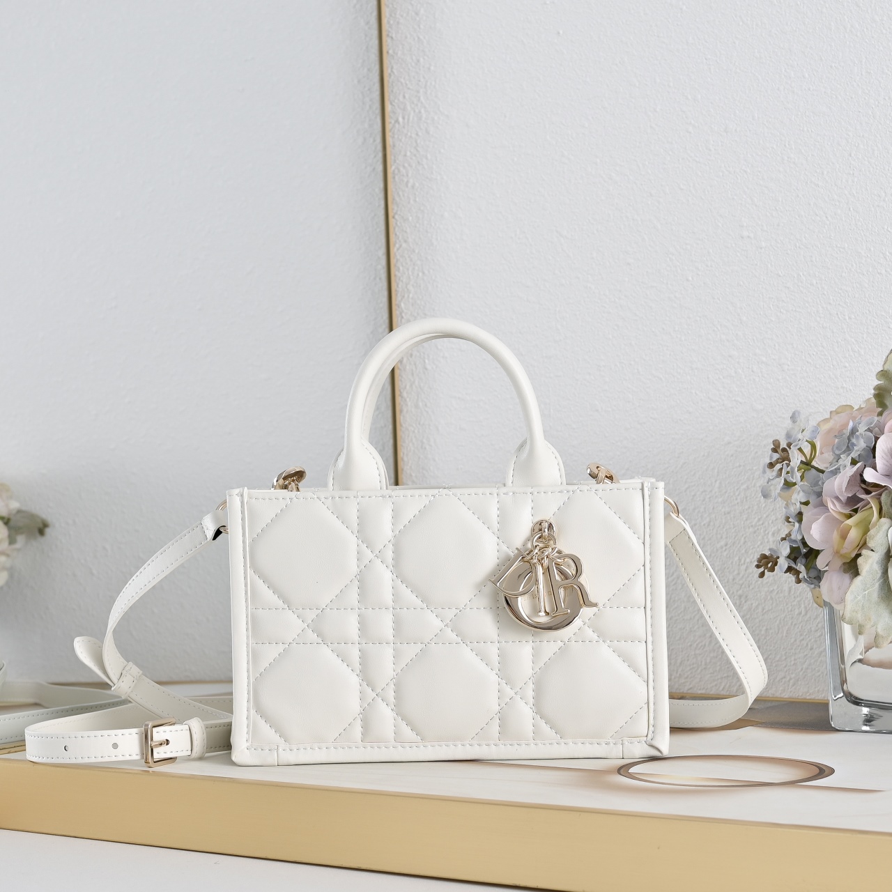 Dior Book Tote Mini Crossbody Bag White