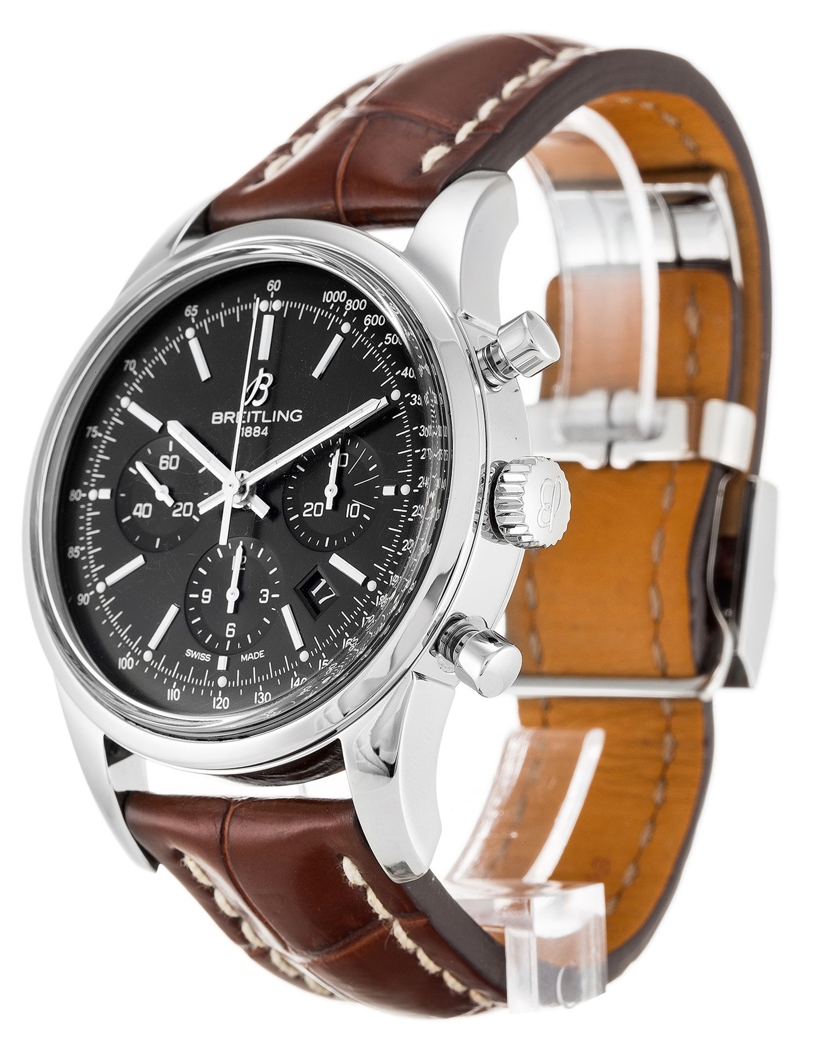 Replica Breitling Transocean Chronograph Black Dial Stick Markers AB0152