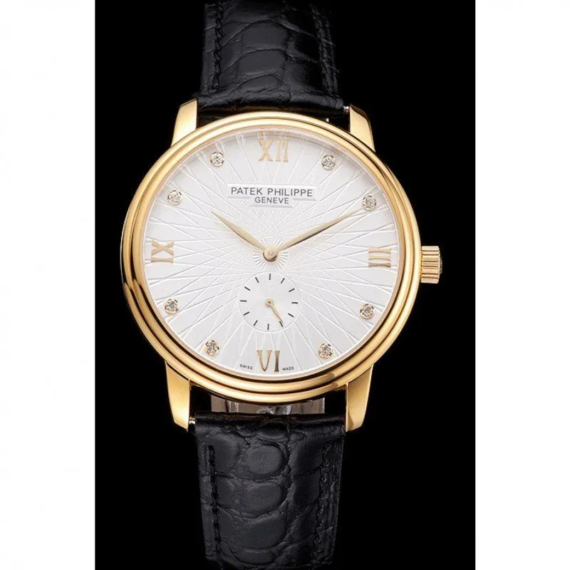 Patek Philippe Calatrava White Embossed Dial White 41 mm, Yellow Gold Plated