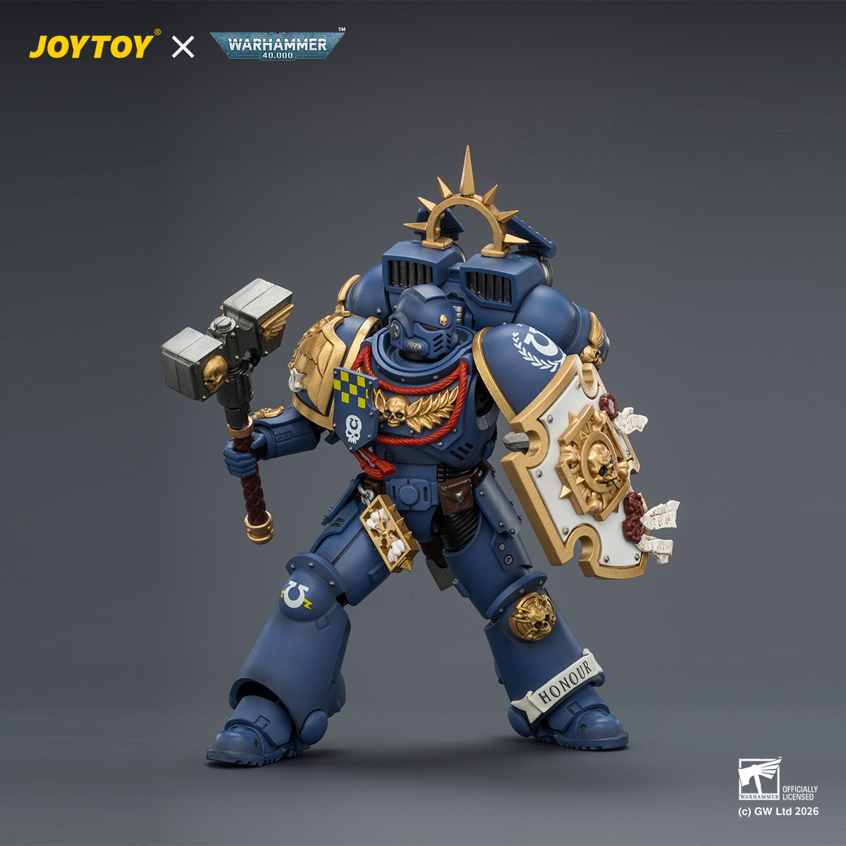 JOYTOY JT04414 Warhammer 40k 1: 18 Ultramarines Captain with Jump Pack and Relic Shield - JOYTOY WORLD