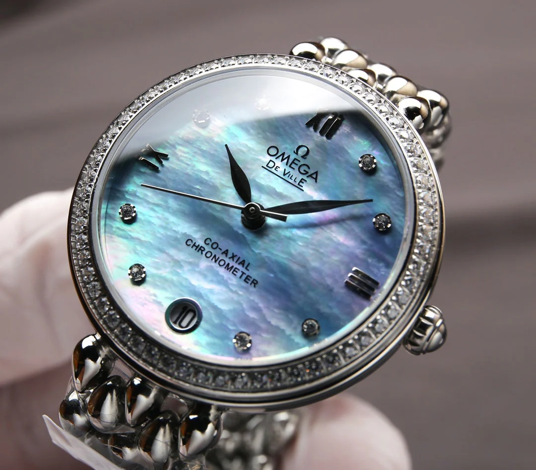 Omega Watch DEVILLE PRESTIGE 32MM STEEL DIAMOND BEZEL BLUE MOP DIAL