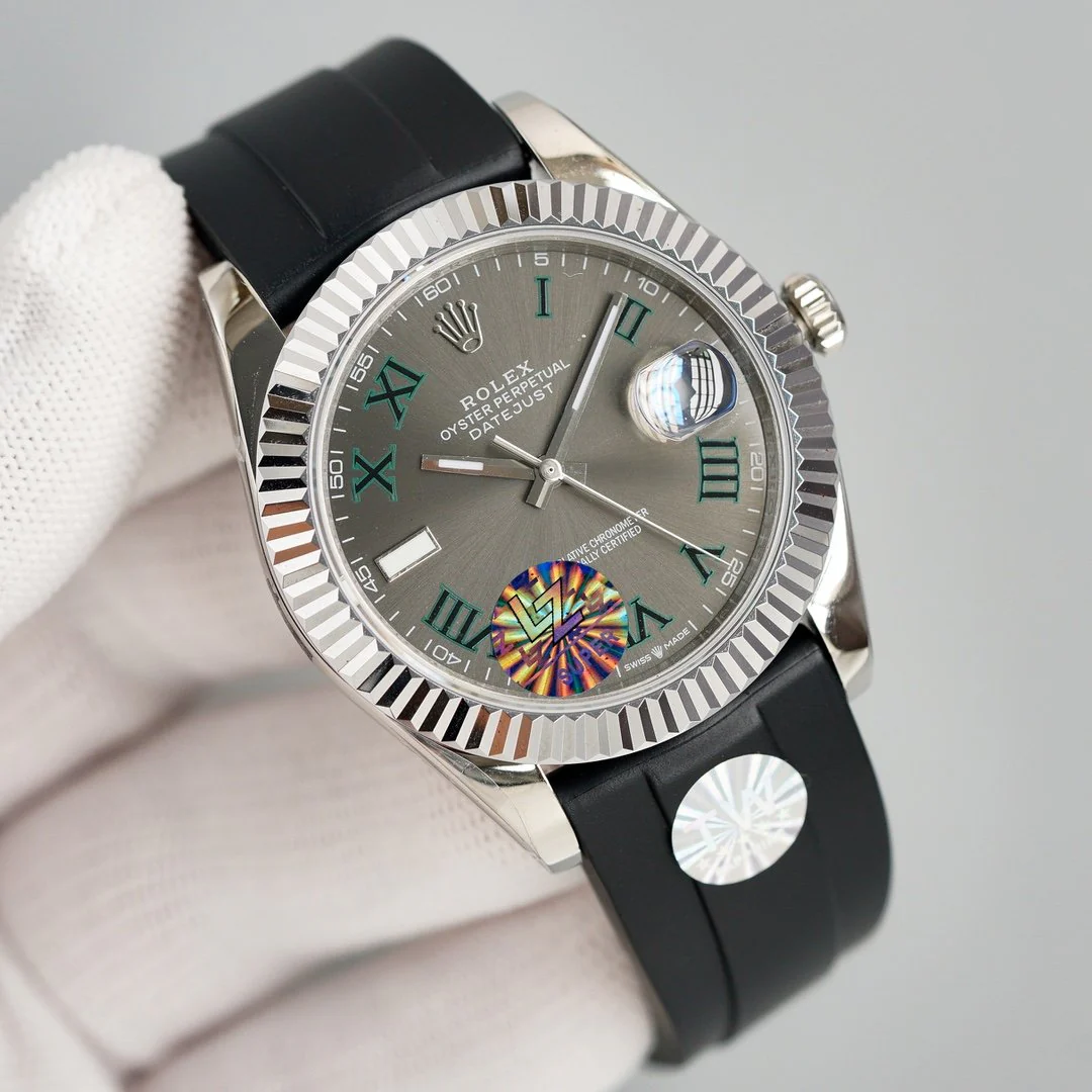 Rolex Watch DATEJUST II 41MM STAINLESS STEEL CASE WIMBLEDON DIAL RUBBER STRAP