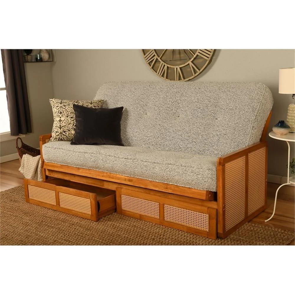 Kodiak Furniture Westport Full-size Wood Futon Set w/ Storage and Gray Mattress