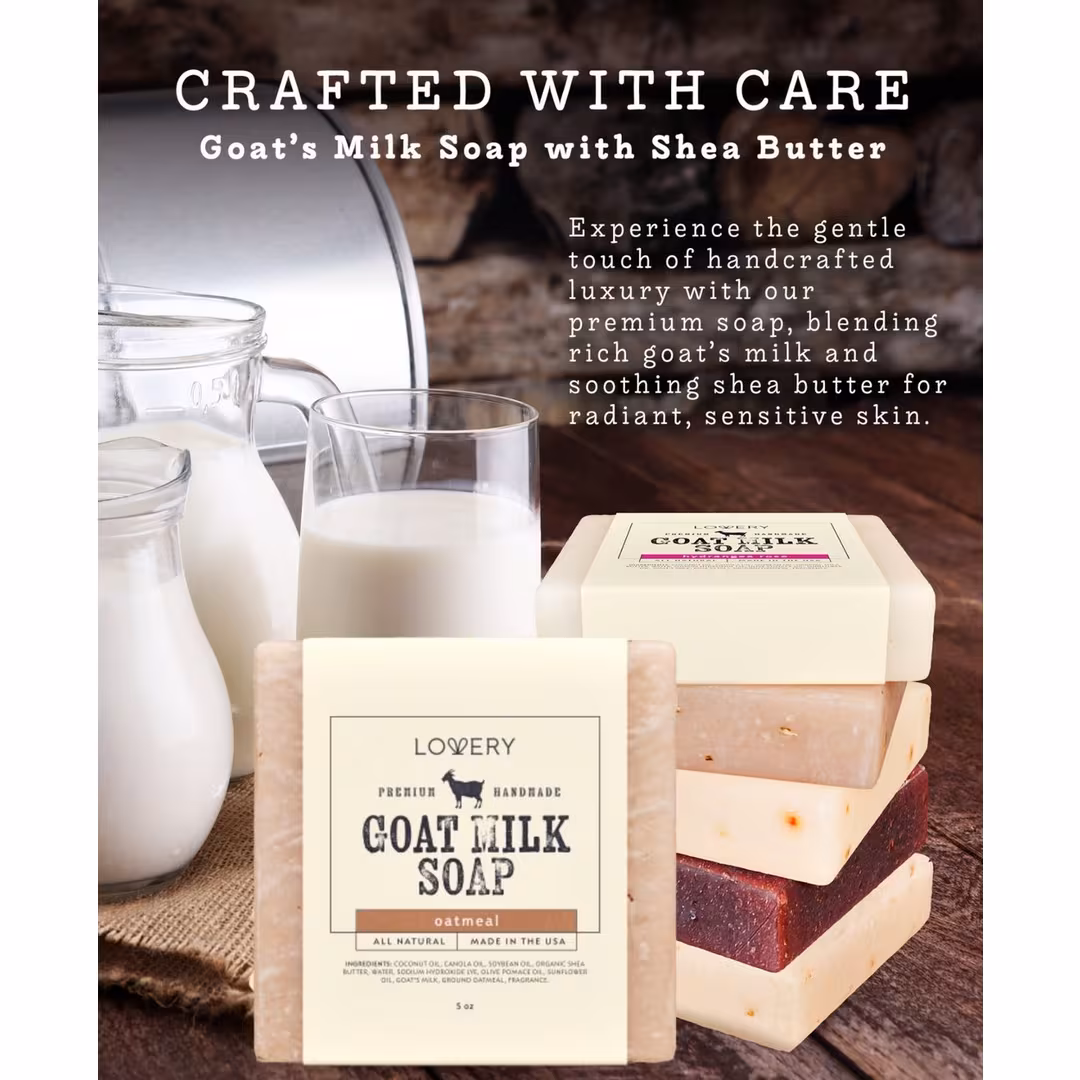 Lovery  Handmade Goat Milk Soap Bars with Organic Shea Butter