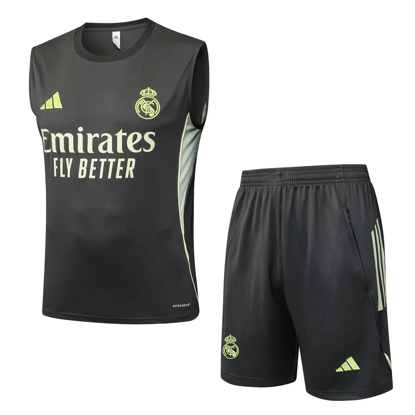 Real Madrid Tank Top Shorts Men 2025 2026 Black Yellow