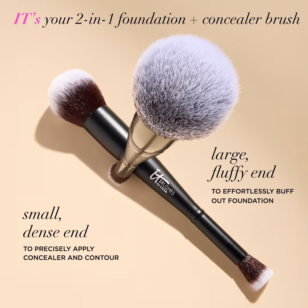 IT Brushes For ULTA  Airbrush Dual-Ended Flawless Complexion Concealer & Foundation Brush #132