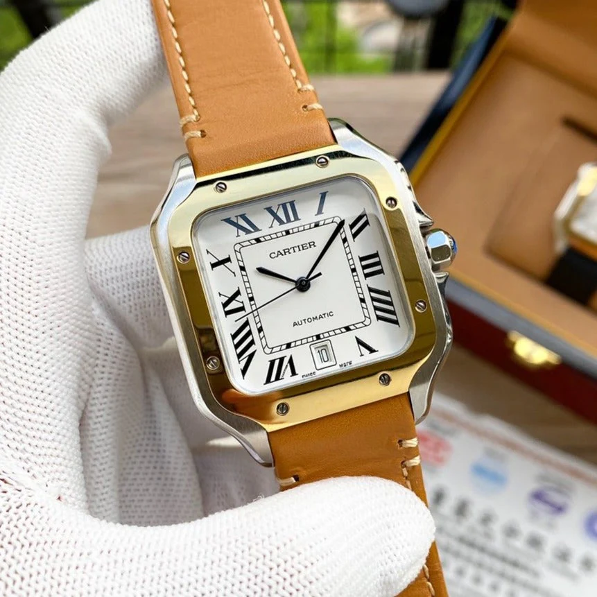 Cartier Watch SANTOS 38MM GOLD STEEL AUTOMATIC LEATHER