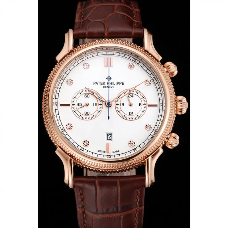 Patek Philippe Chronograph White Dial With Diamonds 40 mm, Rose Gold Plated