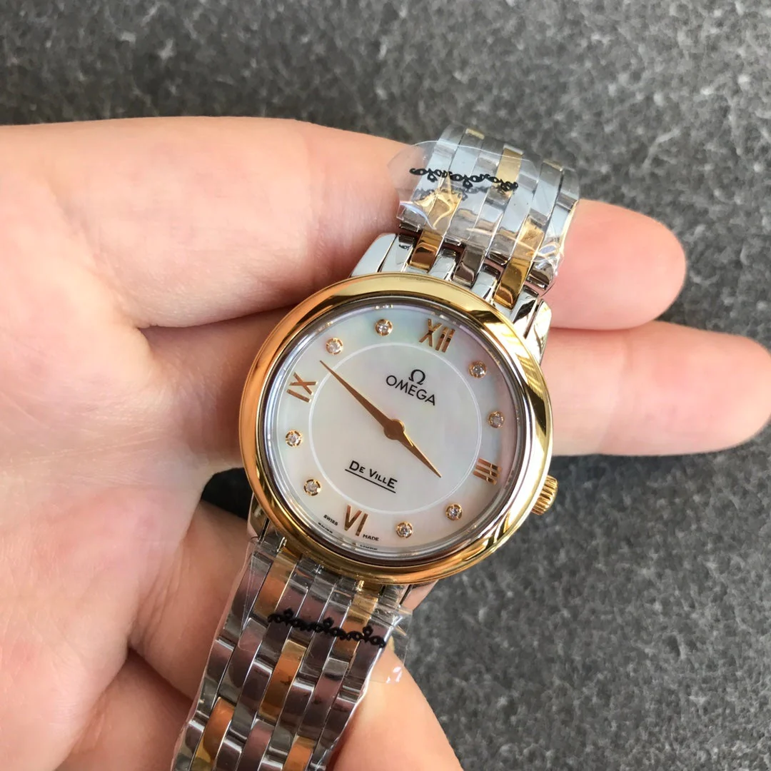 Omega Watch DEVILLE PRESTIGE 27MM QUARTZ GOLD STEEL DIAMOND NUMERALS