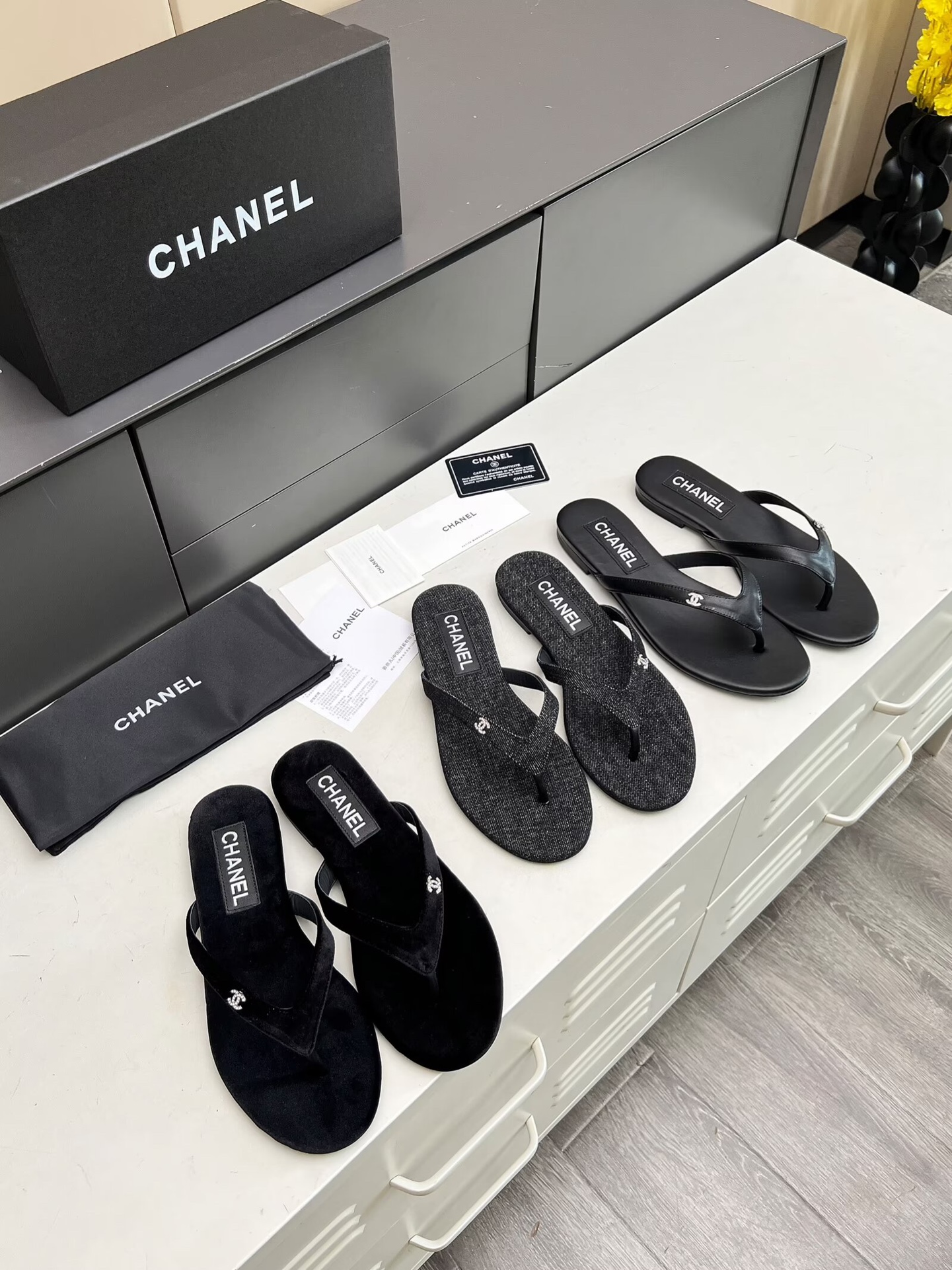 Chanel Crystal CC Thong Sandals