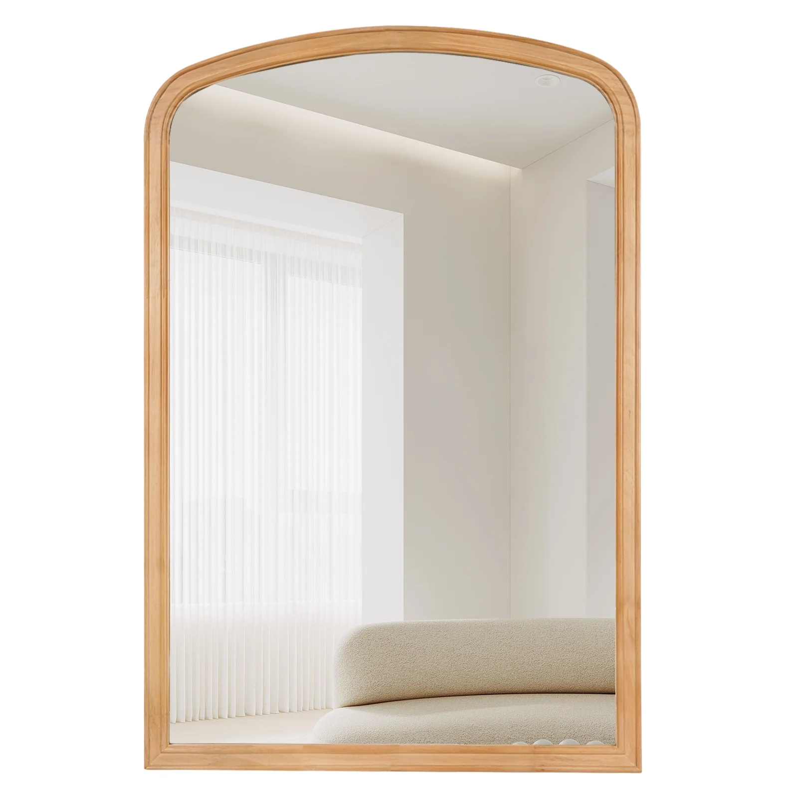WallBeyond Wood Frame Rustic Arched Wall Mirror for Bathroom or Living Room Wall Decor, 24"  36", Natural Wood