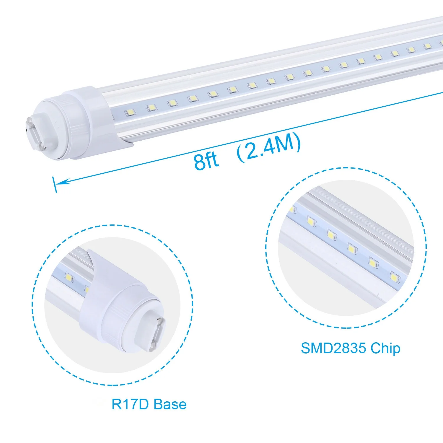 8 Pack T8 8FT Led Bulbs R17D HO 8Foot Led Tube Light 45W 8' Led Shop Light 6000K