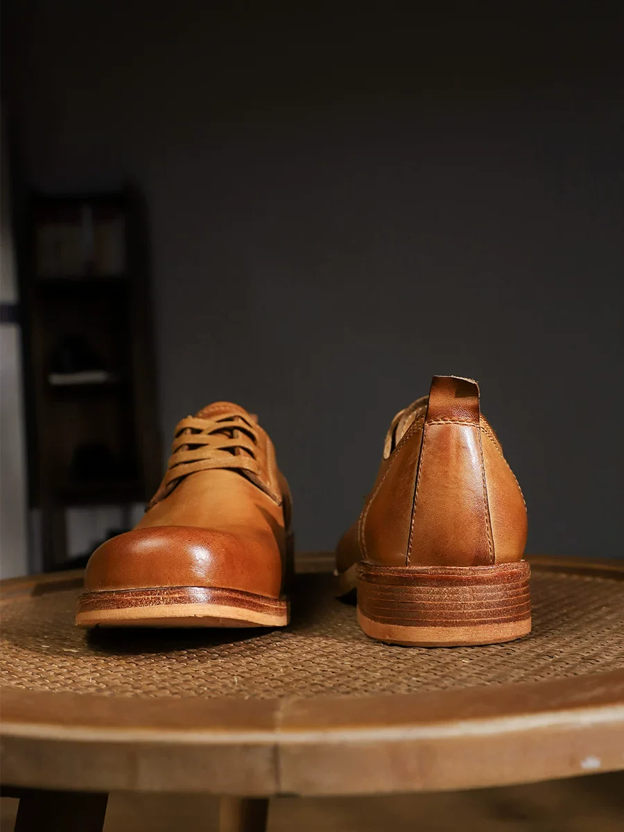 Men's handmade washed cowhide casual leather shoes