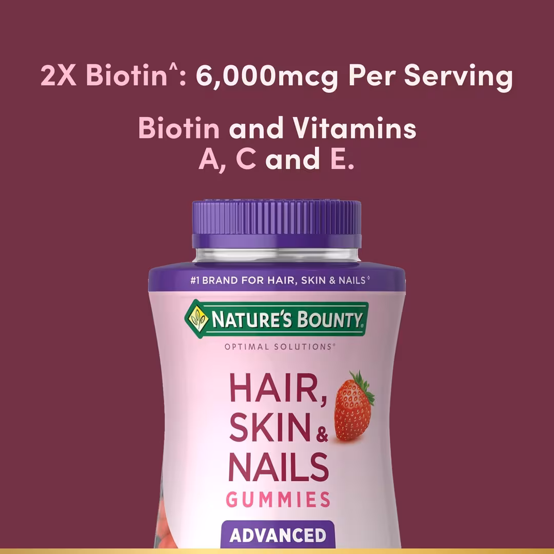 Nature's Bounty  Strawberry Advanced Hair, Skin & Nails Gummy Vitamins with 2x Biotin