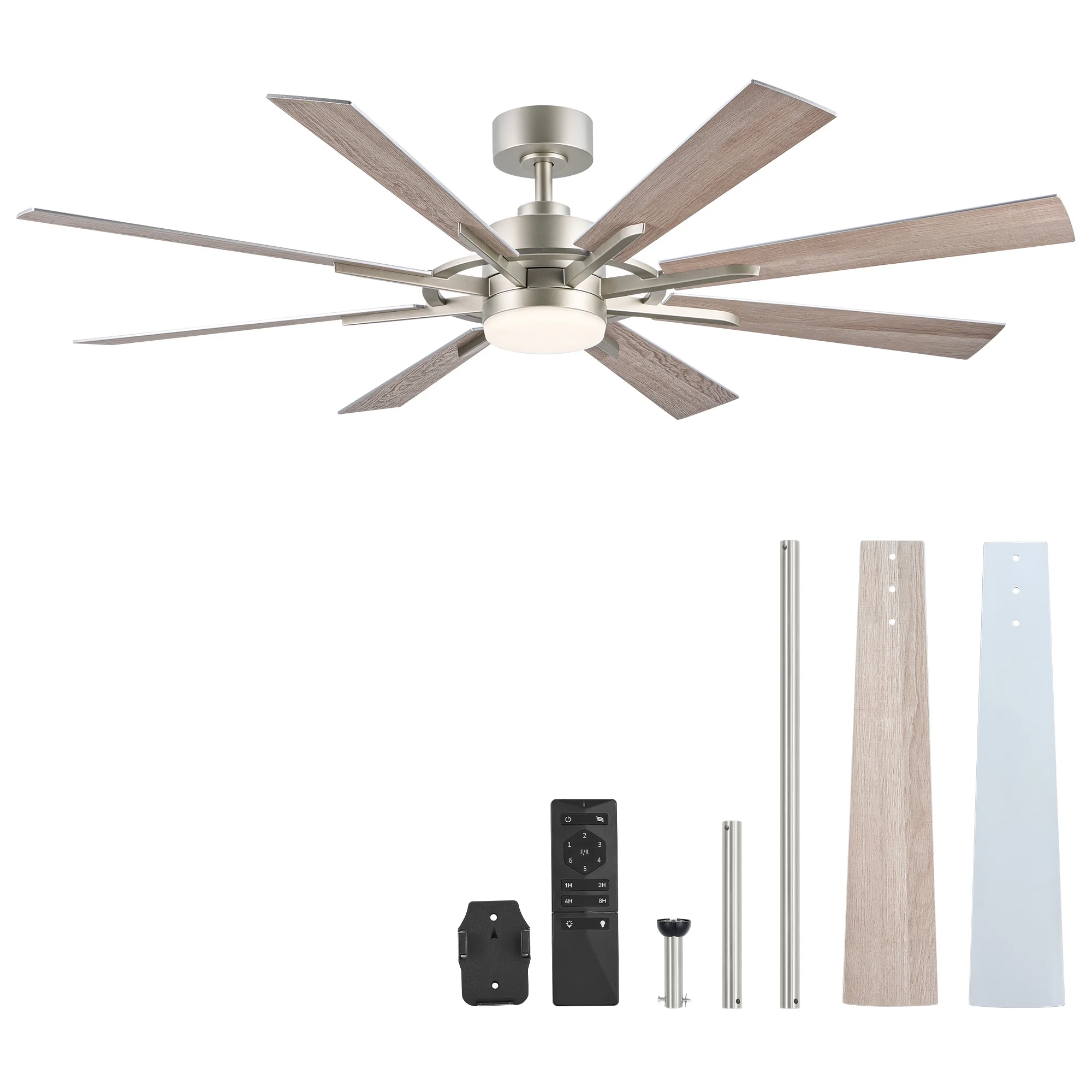 Bestco 60" Ceiling Fan with Light Kit and Remote Control for Farmhouse Living Room