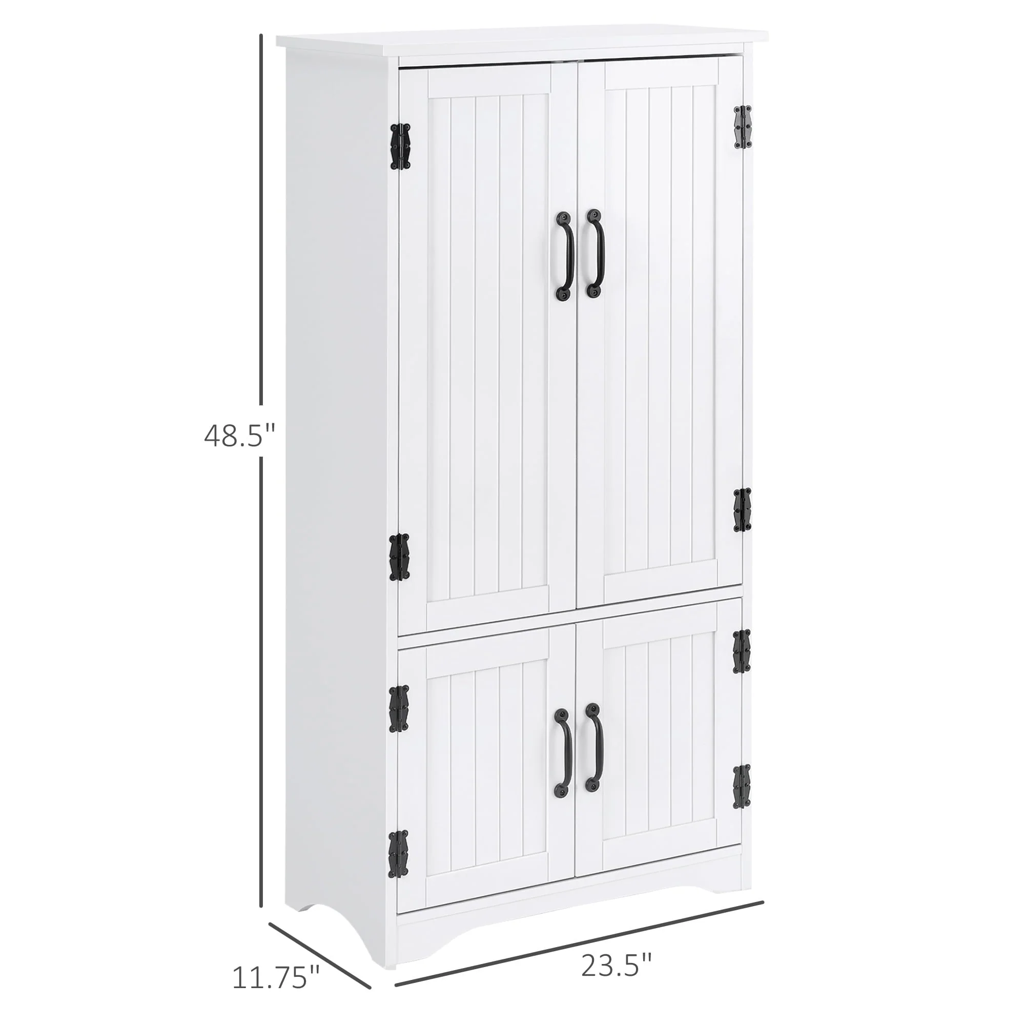 HOMCOM 48.5" Farmhouse Kitchen Pantry, Floor Storage Cabinet, Cupboard Organizer, White