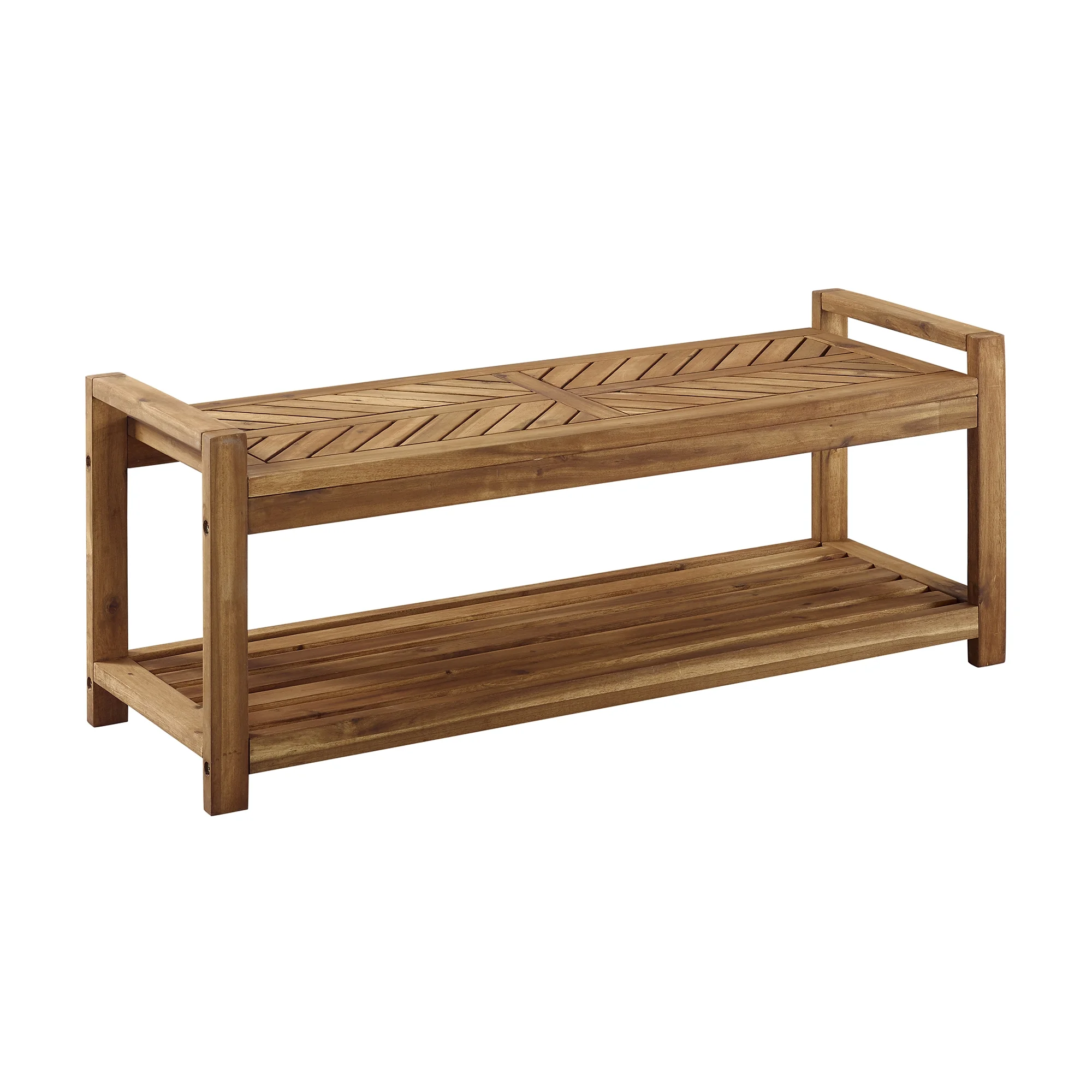 Manor Park Chevron Outdoor Storage Acacia Wood Bench - Brown