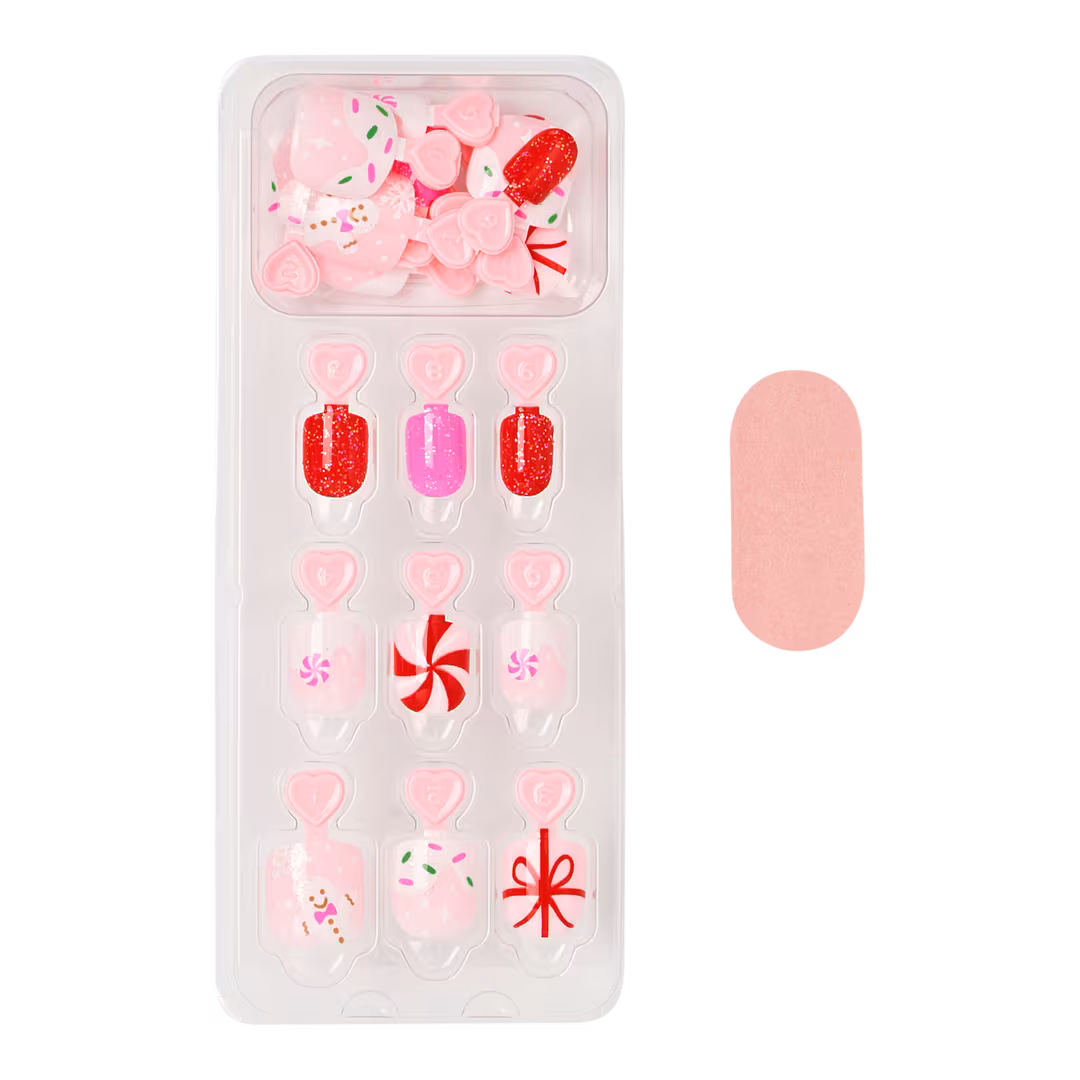 Kiss  Impress Mini Squoval Press On Nails for Kids, Frosty Fun