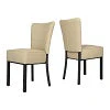 KARMAS PRODUCT Classic Dining Chair Set of 2,Modern Style Family Leisure Chair with Stainless Steel Legs,PU Leather High Back Side Chair,Beige