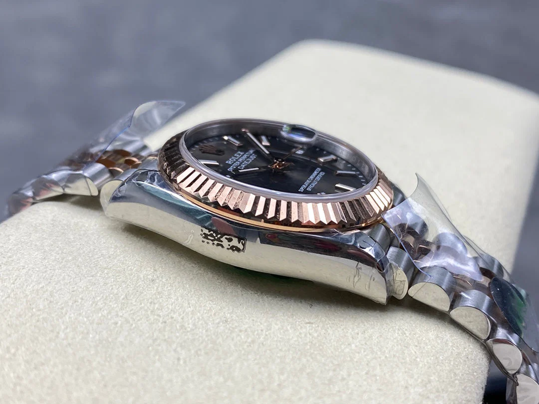 Rolex Watch Datejust 31mm Pink Gold Steel Dark Grey Dial