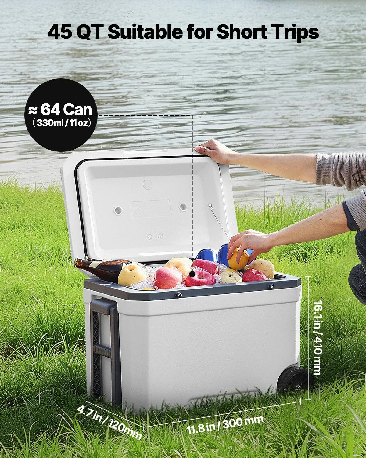 45QT Wheeled Cooler - ******* portable cooler, cup holder design, suitable for outdoor campers