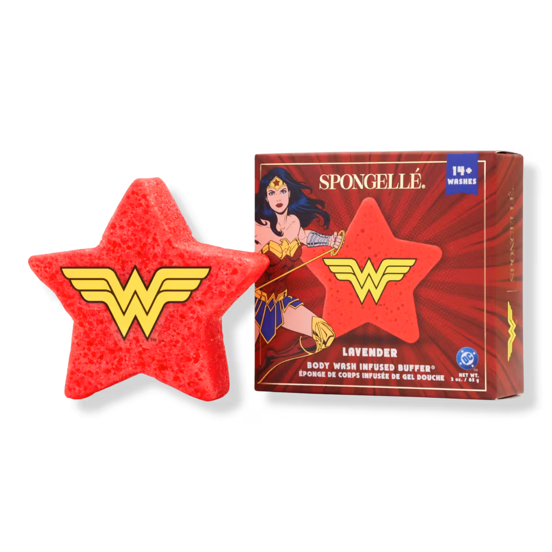 SPONGELLE  DC Wonder Woman™ Lavender Body Buffer | Body Wash Infused Buffer