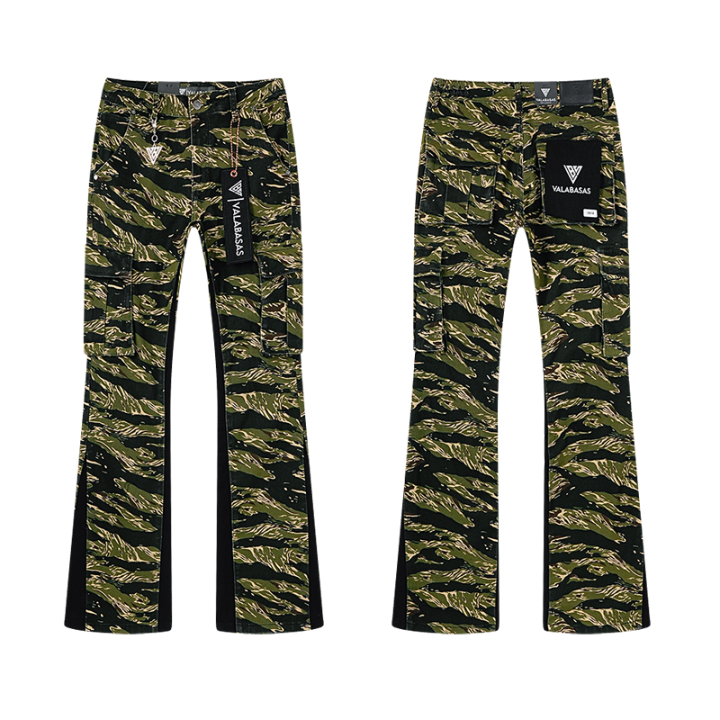 Valabasas hip-hop washed and distressed trendy micro-ruffled jeans