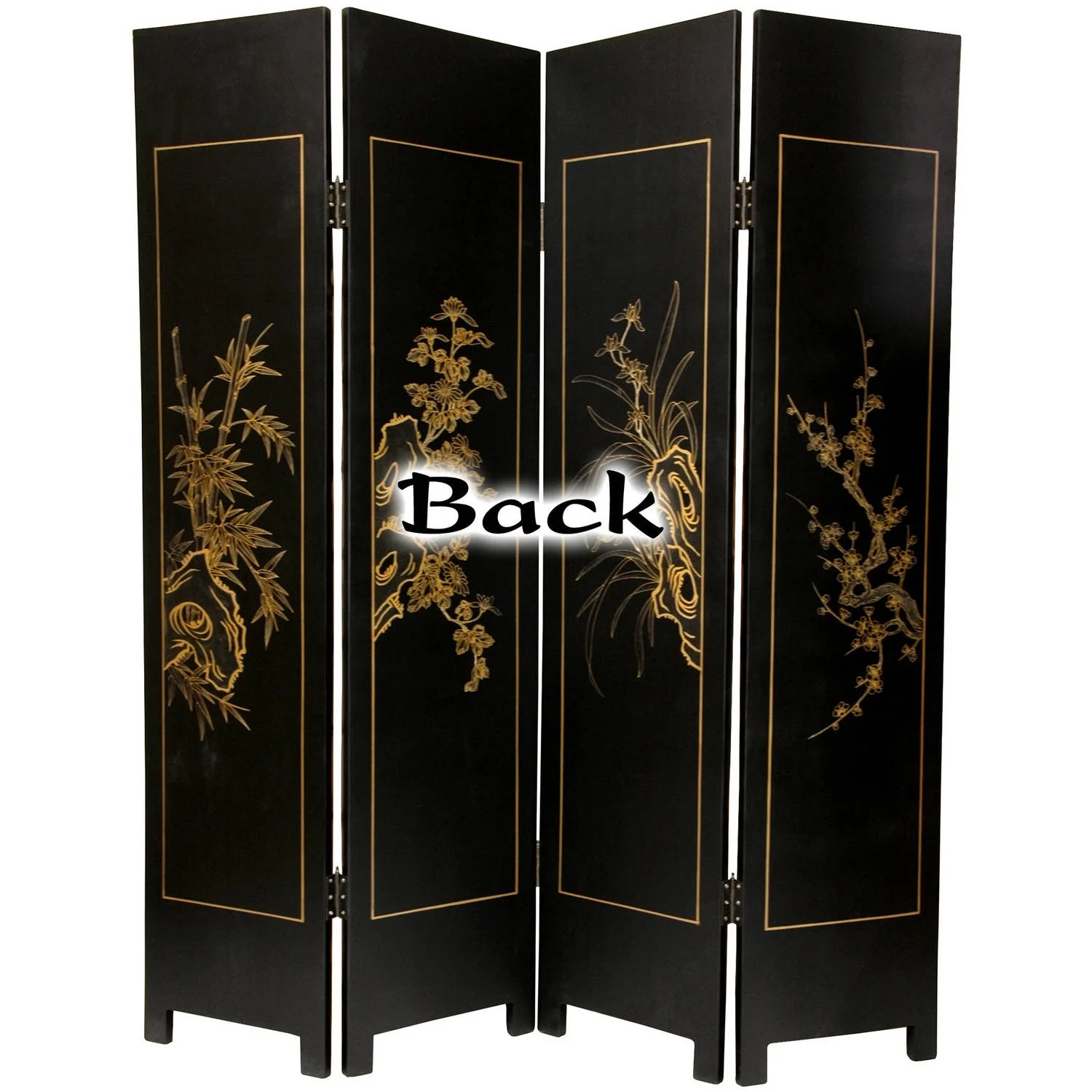 Handmade Wooden 6-foot Four Seasons Flowers Room Divider (China)