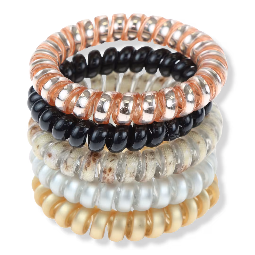 Capelli New York  Floral Metallic Phone Cord Ponies