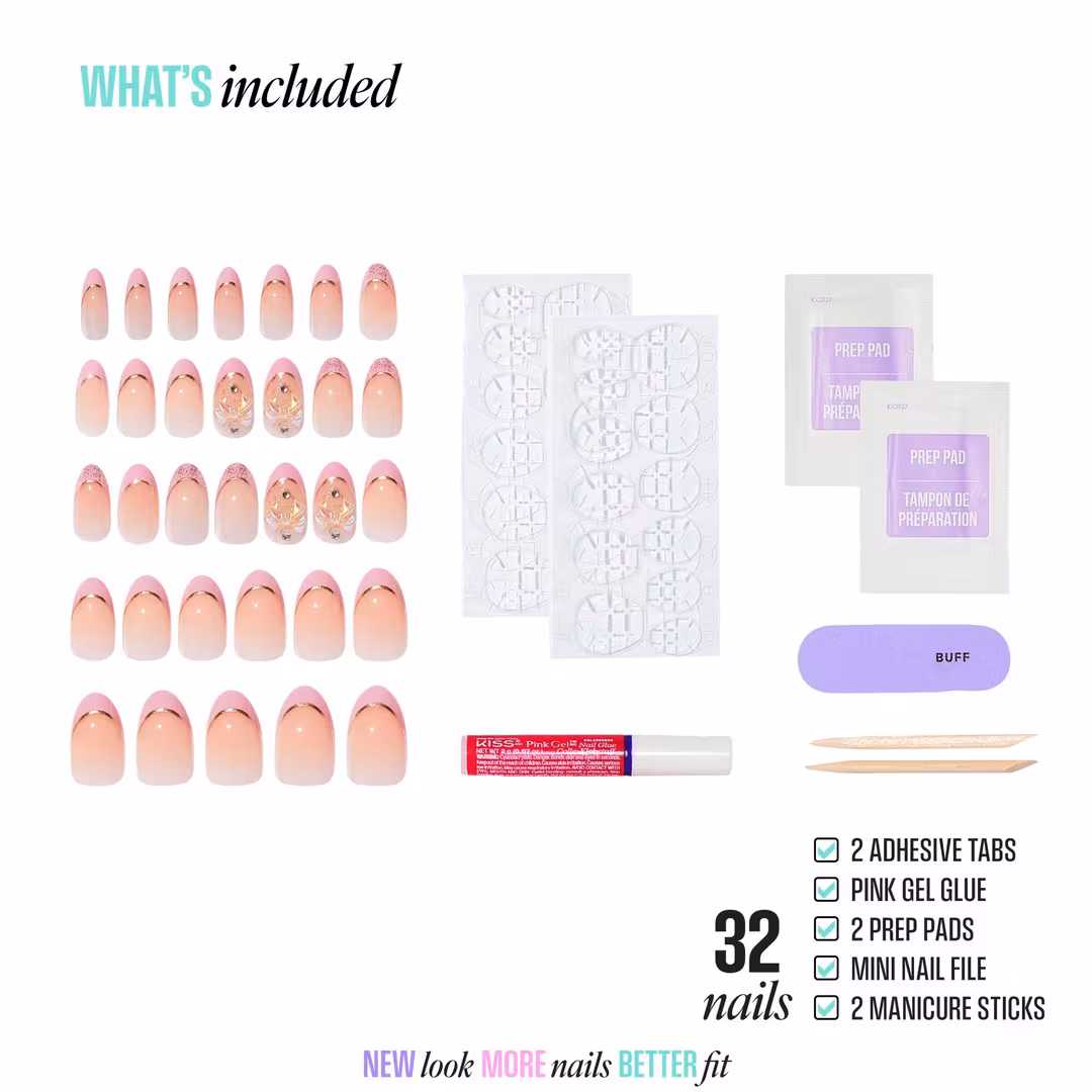Kiss  Icon Premium Medium Almond Press On Nails, Vibrant
